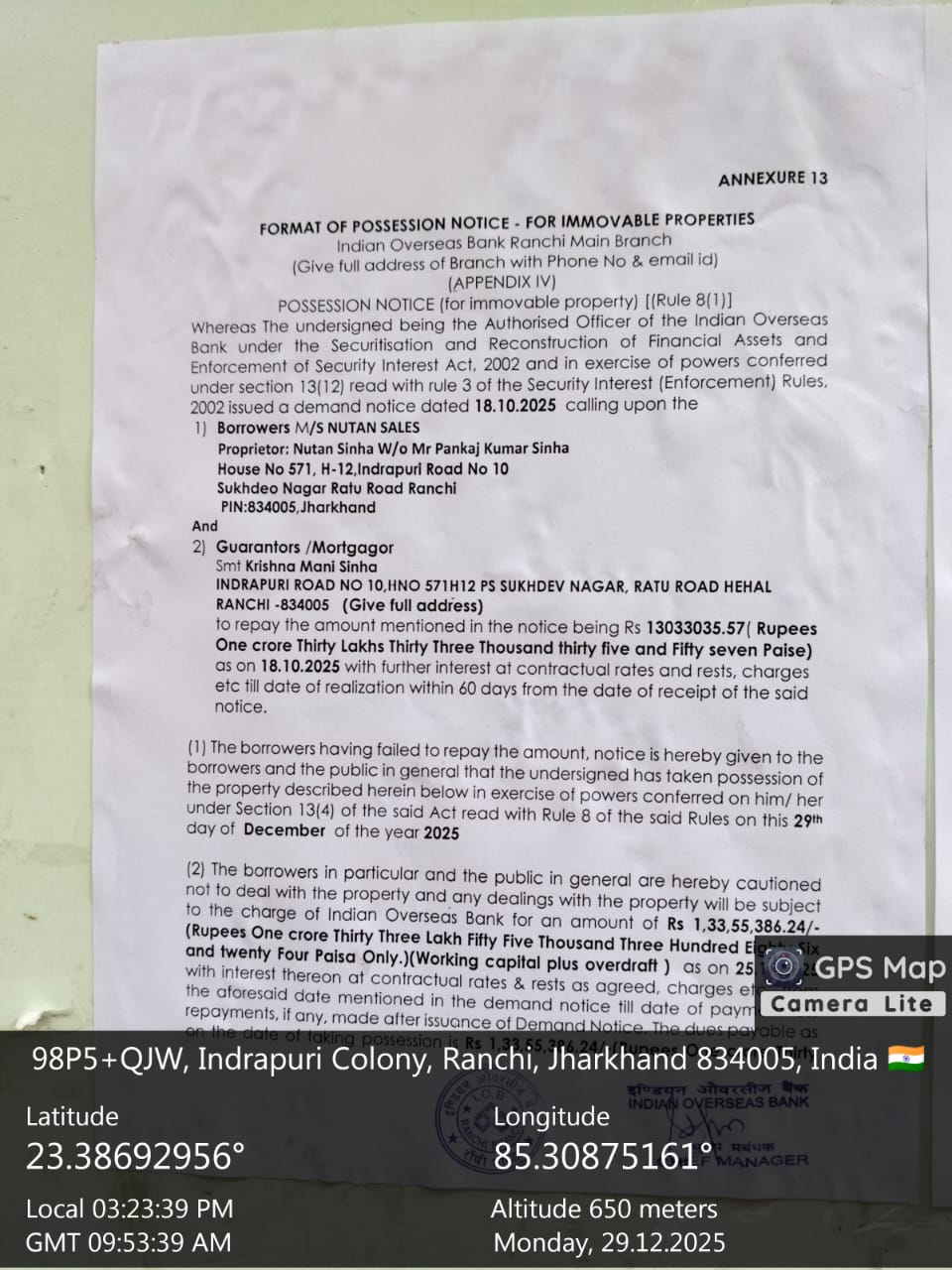 ) 3 BHK Flat for Sale in Getalsud Industrial Area